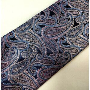 Pronto Uomo Mens Necktie Silk purple pink paisley tie